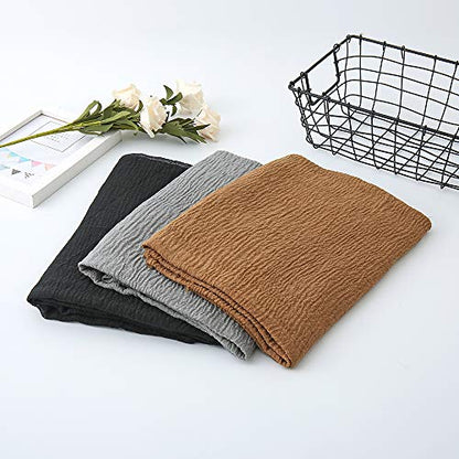 EVQ Soft Cotton Hemp Scarf Wrap Long Hijab Scarves for Women - color: Black+brown+gray