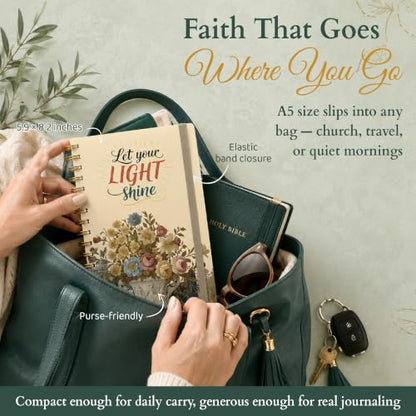 140 Pages Hardcover Blank Christian Notebook,Let Your Light Shine | Lined Pages with Bible Verse Cover – Inspirational Writing Spiral Notebook for Bible Study and Prayer - color: Light Shine
