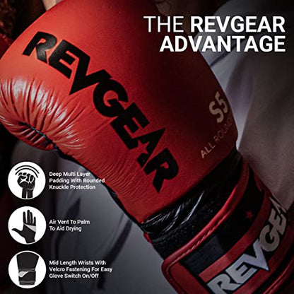 Revgear S5 Leather Muay Thai & Kickboxing Gloves, MMA, UFC, Training Gear - color: Yellow/Black, size: 16OZ