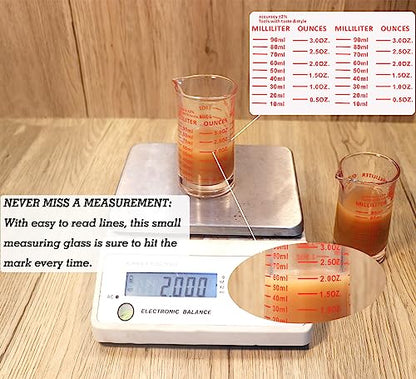 Ackers 3oz/90ml Glass Measuring Cup – Shot Glass with Double Scale-Ounce,Ml Markings for Kitchen & Bar(Red Line) - color: Red(Single)
