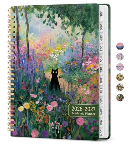 Planner 2026–2027, Academic Monthly Weekly Spiral Calendar, July 2026 – June 2027, Hardcover Agenda Notebook with Tabs, 6.3" x 8.5", Perfect for Students, Teachers, School & Daily Planning - Midnight Garden - color: L-Midnight Garden, size: (6.3"x8.5")a5