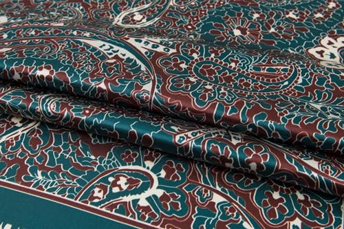 Silk-Feel 35x35 Satin Hair Scarf | Multi-Way Head Wrap for Sleep, Style & Hijab | Gift-Ready Fashion Scarf for Women - color: Green-paisley