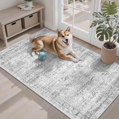 Soalmost 3x4 Rugs Non-Slip, Small Washable Kitchen Entryway Area Rug Grey - color: Grey, size: 3' x 4' (Rectangular)