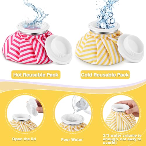Honoson 4 Pack Reusable Ice Pack for Injuries, Ice Bags Hot Water Bag for Hot & Cold Pain Relief No-Leak Elastic Breathable for Muscle, Joint Pain Swelling, Sports & Home Use(Stripes Style) - style: Stripes Style