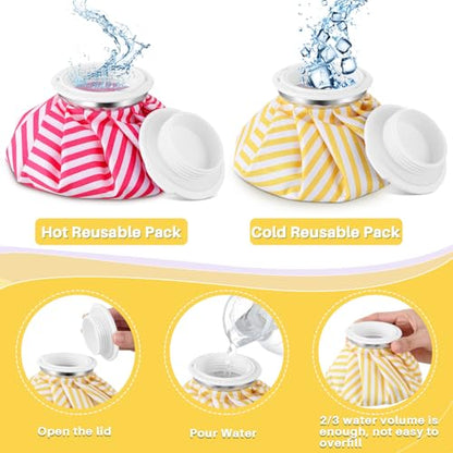 Honoson 4 Pack Reusable Ice Pack for Injuries, Ice Bags Hot Water Bag for Hot & Cold Pain Relief No-Leak Elastic Breathable for Muscle, Joint Pain Swelling, Sports & Home Use(Stripes Style) - style: Stripes Style