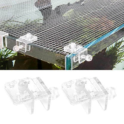 2 Pieces Fish Tank Screen Net Holder Clamp Anti-Jump Net Mounting Clip Multifunctional Transparent Acrylic Clamps Fish Tank Glass Cover Clips