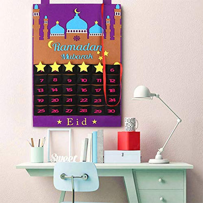 Ramadan Calendar 2026, Eid Mubarak Hanging Countdown Calendar, Advent Calendars Tracker Date Eid Gift Ramadan Decorations with 30 Stars - 30 Days