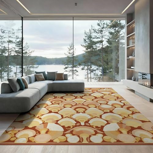 8'x10' Washable Flatwoven Rug, Cream Retro Scallop Stain Resistant Extra Large Carpet Non-Slip Chair-Friendly Mat for Dining Room, Large Office, Lounge | Ref:1952504 - color: Beige/Pattern 23, size: 8' x 10' (Rectangular)