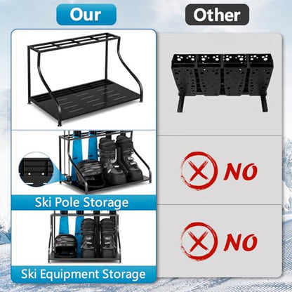 Ski Storage Rack-Holder Garage - Freestanding Ski Equipment Organizer Ski Boot Snowboard Rack Stand Snow Gear Storage - color: 4 Pairs