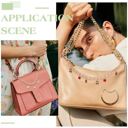 UNICRAFTALE Purse Chain Strap Replacement 8 Inch Short Chain Straps Enamel Charm Bag Handle with Buckle Extender - color: Gold/Red/Pink/White