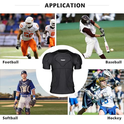 Mens Football Rib Protector with Pads Adult Protective Undershirt Heart Guard for Softball Rugby Lacrosse - size: Medium