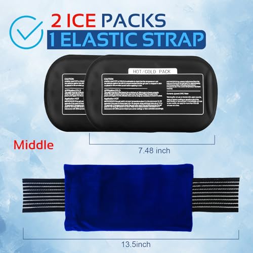 Ice Packs for Injuries Reusable (3-Piece Set) – Hot and Cold Ice Packs for Knee, Reusable Gel Wraps Support, Adjustable Ice Pack Pain Relief for Shoulders, Back Joints Muscles, Knees, Arms and Legs - size: 3 Piece Set - Regular, style: Drak Black