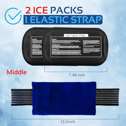 Ice Packs for Injuries Reusable (3-Piece Set) – Hot and Cold Ice Packs for Knee, Reusable Gel Wraps Support, Adjustable Ice Pack Pain Relief for Shoulders, Back Joints Muscles, Knees, Arms and Legs - size: 3 Piece Set - Regular, style: Drak Black