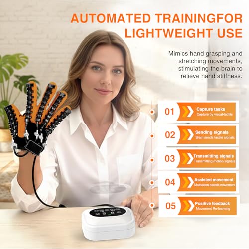Hand Rehabilitation Equipment, Therapy Gloves for Stroke Hand Recovery Device, Robotic Rehab Glove for Finger Training, Adjustable Strength Hands Exerciser - size: Right-XL