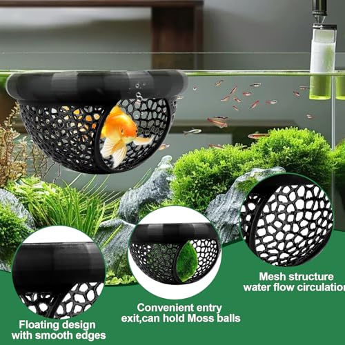 Uncle Yang 2 PCS Floating Betta Hammock & Shrimp Shelter with Feeding Ring | 3D Printed Aquarium Decor Betta Hide Safe Resting Spot for Betta Fish, Shrimp and Small Fish