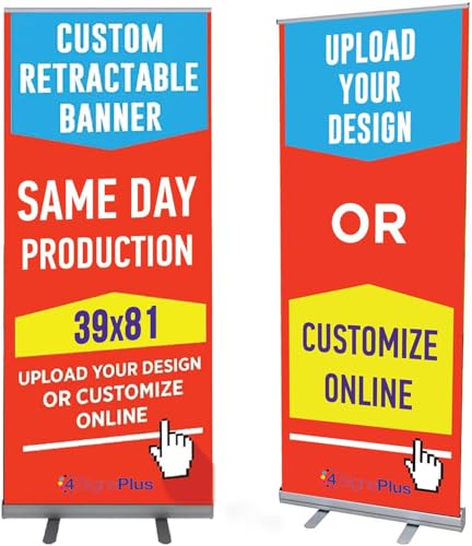 Custom Retractable Banner with Aluminum Frame - Portable, Durable & Easy Setup - For Events, Promotion & Advertising (Silver Stand, 39"x81") - color: Silver Stand, size: 39" x 81"