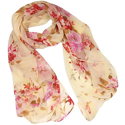 Tapp Collections™ Fashionable Soft Chiffon Scarf - color: Floral / Cream Yellow