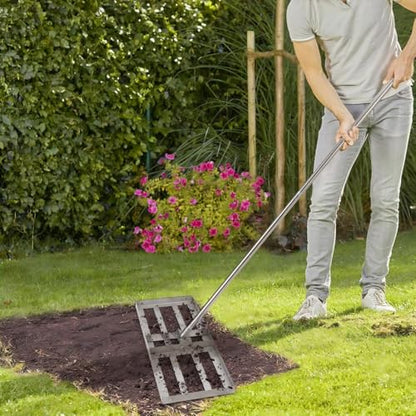 Garvee 36 Inch Heavy Duty Lawn Leveling Rake – Adjustable 72 Inch Handle, Stainless Steel Garden and Yard Leveler, Ideal for Soil, Sand, Compost, Peat Moss – Professional Turf Rake, Easy Assembly - size: 36in