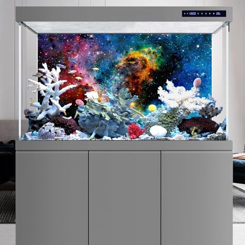 24x16 inches Galaxy Aquarium Background Stars Universe Fish Tank Backdrop | AWERT Cloud Colorful Cosmic Mystery Space Terrarium Background - size: 24x16in/60x40cm