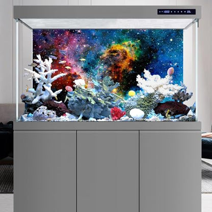 48x24 inches Galaxy Aquarium Background Stars Universe Fish Tank Backdrop | AWERT Cloud Colorful Cosmic Mystery Space Terrarium Background - size: 48x24in/120x60cm