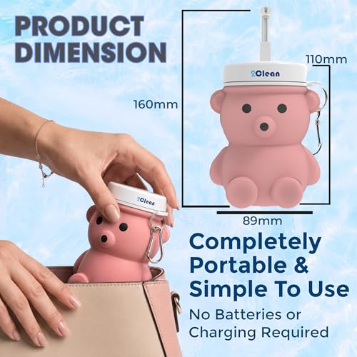 2Clean Portable Travel Bidet 300ml Collapsible Peri Bottle Handheld Sprayer - color: Pink
