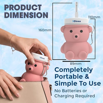 2Clean Portable Travel Bidet 300ml Collapsible Peri Bottle Handheld Sprayer - color: Pink