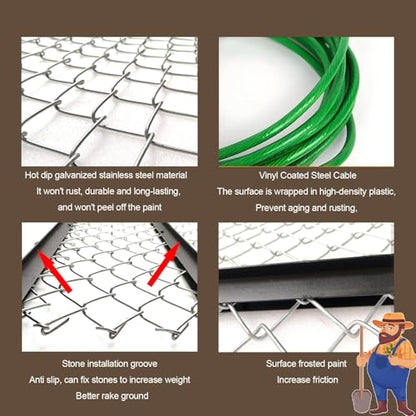 Drag Harrow Net 4 x 5 FT for ATV/UTV/Tractor, Heavy Duty Chain Harrow with Wire Rope for Weight Securing, Lawn Tractor Attachment for Gravel Driveway, Farm Soil Leveling & Ground Grading