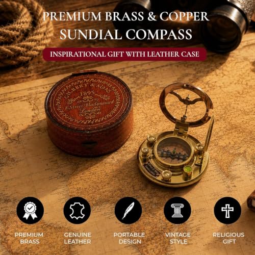 Trust in The Lord with All Your Heart -Proverbs 3: 5-6 Quote Engraved Compass with Leather Box, Sundal Compass, Gift Compass, Graduation Gifts Compass for Women Mens Boy Girls - color: For I know