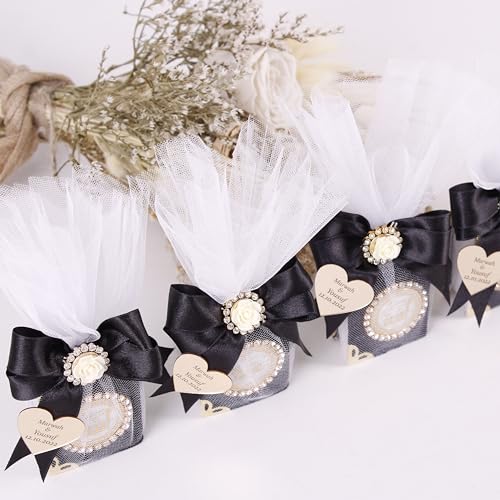 IEF Pack of 5 Personalized Mini Quran Islamic Party Favors, Velvet Mini Quran Decorated with Tulle Islamic Muslim Gift for Special Occasions