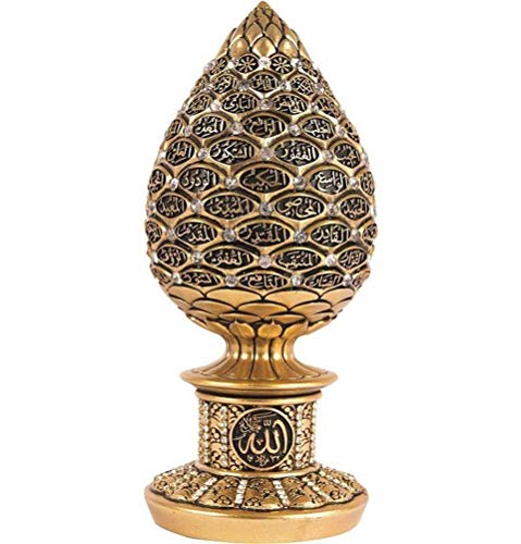 Islamic Table Decor Gold Egg Sculpture Figure Arabic 99 Names of Allah ESMA Asma al Husna (Gold, 6.3)