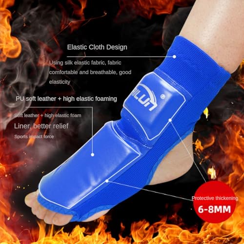 Taekwondo Foot Protector Unisex PU Leather Soft Boxing Sparring Foot Guards, Training Sparring Gear Muay Thai Kung Fu Tae Kwon Foot Gear Support for Men Women Kids