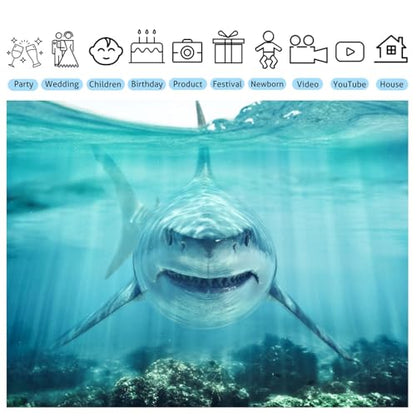 5x4ft Shark Underwater Backdrop, White Shark Ocean Theme Party Decorations, Under The Sea Birthday Banner, Aquarium Background, Kids Photo Booth Props - size: 5X4FT