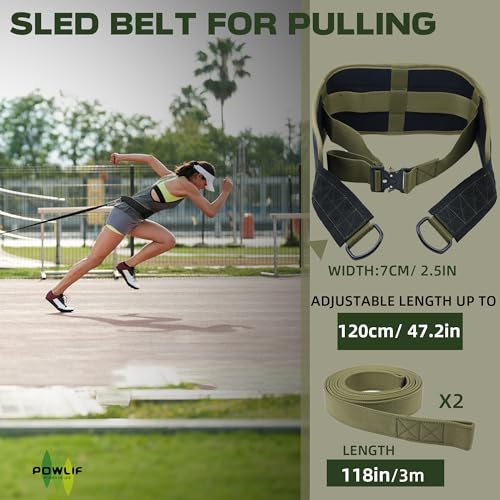 Sled Pulling Belt, Adjustable Weight Belt for Pulling with 2 Pulling Straps, Belt for Sled Pulling (One Size)