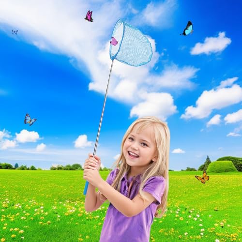 6 Pack Telescopic Butterfly Nets, Insect Catching Nets, Fishing Net, Nature Exploration Toys for Kids Outdoor Playing