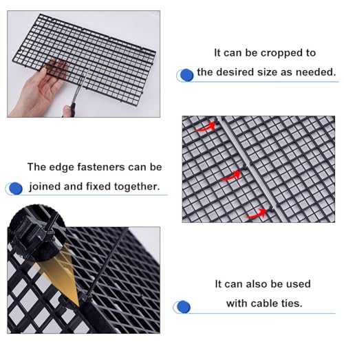 Aquarium Bottom Isolation Set 12Pcs Plastic Fish Tank Bottom Isolation Board with 20Pcs Grid Separator Base 20Pcs Nylon Cable Ties 6 Bags Plate Suction Cup Buckle and 32Pcs Cover Bracket