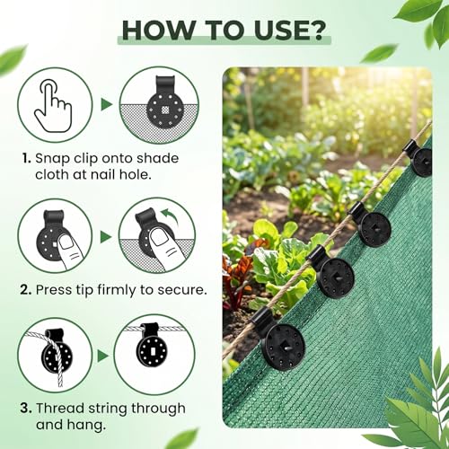 50PCS Shade Cloth Clips, Heavy Duty Lock Grip Sun Shade Net Clamps, Durable Plastic Awning Clips, Round Black Clips for Outdoor Gardening Windproof Awning Clamp & Sun Shade Net