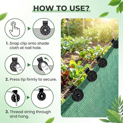 50PCS Shade Cloth Clips, Heavy Duty Lock Grip Sun Shade Net Clamps, Durable Plastic Awning Clips, Round Black Clips for Outdoor Gardening Windproof Awning Clamp & Sun Shade Net