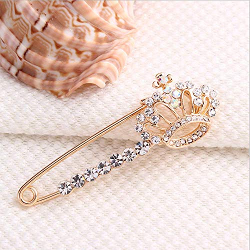 Crystal Pearl Flower Brooches Pins Fashion Beautiful Created Rhinestone Floral Brooch Good Idea for Party Dance Wedding Banquet for Elegant Women Girl - color: Crown Safety pin