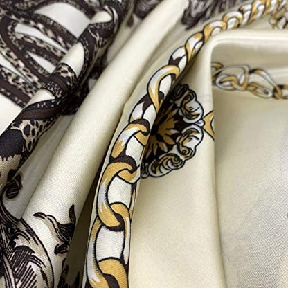 YOUR SMILE Silk Like Scarf Women's Fashion Pattern Large Square Satin Headscarf Headdress - color: 143
