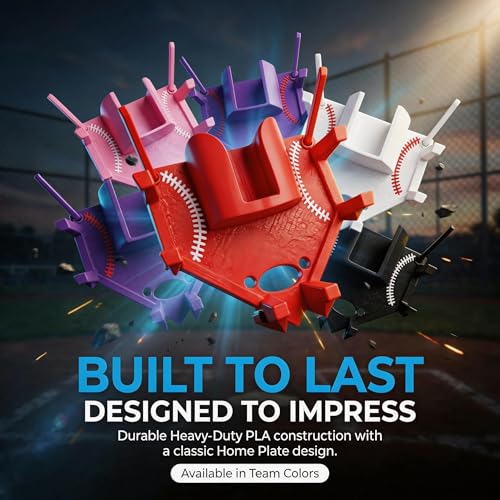 Baseball Softball Dugout Organizer - Fence-Mounted Hanging Holder for Bat Glove Helmet & Water Bottles - with Secure Clips - Heavy-Duty PLA 3D Print, Keeps Dugout Neat & Accessible - color: Pink