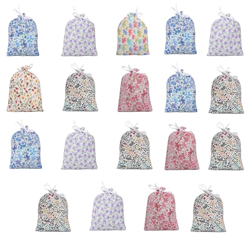 Touchstone Drawstring Bags Traditional Indian Handcrafted Fabric Perfect for Gifts Jewelry Weddings Pouches Purses Potli - color: Floral_Multicolor (Pack of 19), size: 9x7 inches