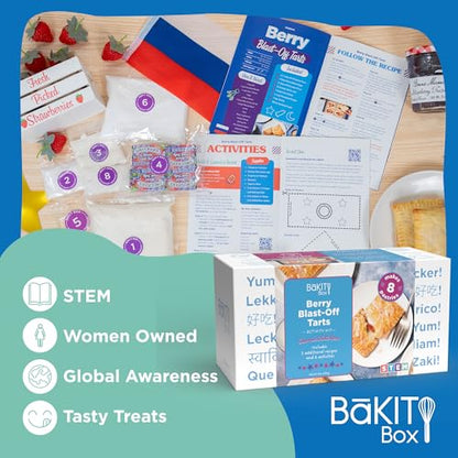 BāKIT Box Berry Blast-Off Tarts Baking Kit, STEM Rocket Activity + DIY Jam Pastries, Printed Recipe & Activity Guides, Great Gift for Boys & Girls - color: Berry Blast-Off Tarts