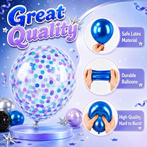 Outer Space Balloons, 12 Inch Purple and Black Balloon for Birthday Party - color: Black and Sliver, size: 30PC