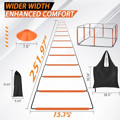 Agility Ladder, Speed Ladder, Agility Ladder Speed Training Equipment, Football Ladder, Footwork Ladder, Training Ladder for Footwork, Foldable Quick Assembly & Non - Tangling & Storage Bag - size: 16 Rungs