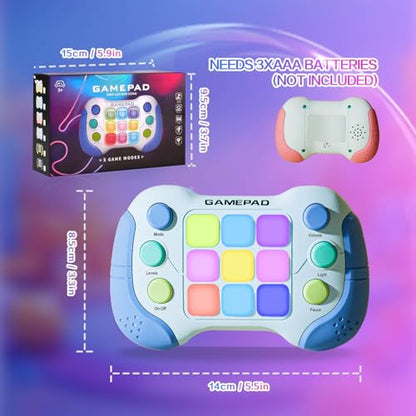 Christmas Fast Push Game Fidget Toys Handle, Upgraded Flashing Quick Press Games Pro for Kids, Speed Push Light Up Fidget Game, Educational Handheld Console Gamepad Toy for Boys, Girls (Blue) - style: Blue