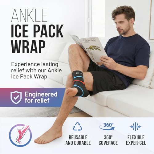 Ankle Compression Sleeve for Achilles Tendonitis Relief, Ankle Ice Pack Wrap, Foot Brace Sprained Ankle Support for Women and Men, Freeze Cold Packs for Plantar Fasciitis - style: S-M