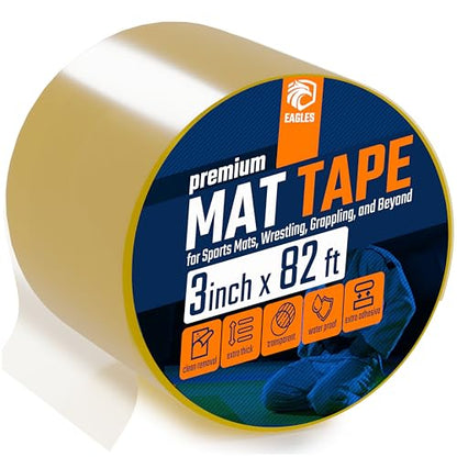Clear Mat Tape 3 or 4 Inch, 1, 2 or 3 Pack Mat Tape for Wrestling Grappling Gymnastics Jiu Jitsu MMA Floor | Exercise Roll Out Mats Foam Tiles | Home Mats & Gym Floor Tape (1, 3 Inch) - size: 3 Inch