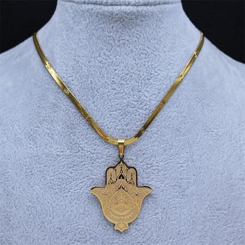 choker necklace，Hand Turkish Eye Lotus Necklace for Women Men Gold Color Egypt Amulet Islam Chain Arabic Jewelry