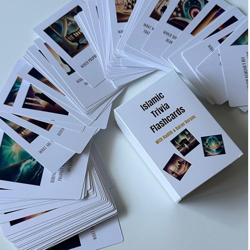 Deen Supplies Islamic Trivia Cards 100 Engaging Questions & Answers with Quranic and Hadith References | Perfect for Learning, Family Game Nights, and Islamic Gifts | All Ages, Minimalist Style