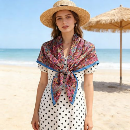 43" Large Square Scarf Fashion Scarves Hair Wrapping Scarfs Night Sleeping Headscarf for Women B07 - color: B078